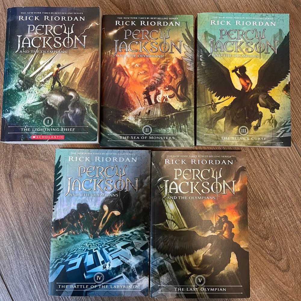 Set of 5 Percy Jackson and the Olympians by Rick Riordan paperback books